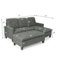 thumbnail image 2 of Costway  Reversible Sectional Sofa Couch L-shaped Linen Sleeper w/Ottoman Grey, 2 of 10