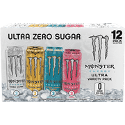 Monster Energy Ultra Variety Pack, Zero Ultra, Ultra Gold, Ultra Fiesta, Ultra Rosa, 12 Count, 16 fl oz