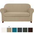 thumbnail image 1 of Subrtex 2-Piece Stretch Striped Jacquard Sofa Slipover, 1 of 6