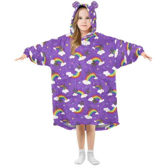 joogoo Wearable Blanket Hoodie for Rainbows Butterfly Oversized Sherpa Hooded 3-14 YR M