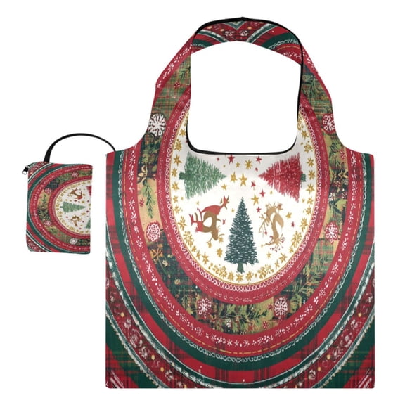 Large Capacity Print Tote Bag,Lightweight Portable Foldable Shopping Bag Christmas Circular