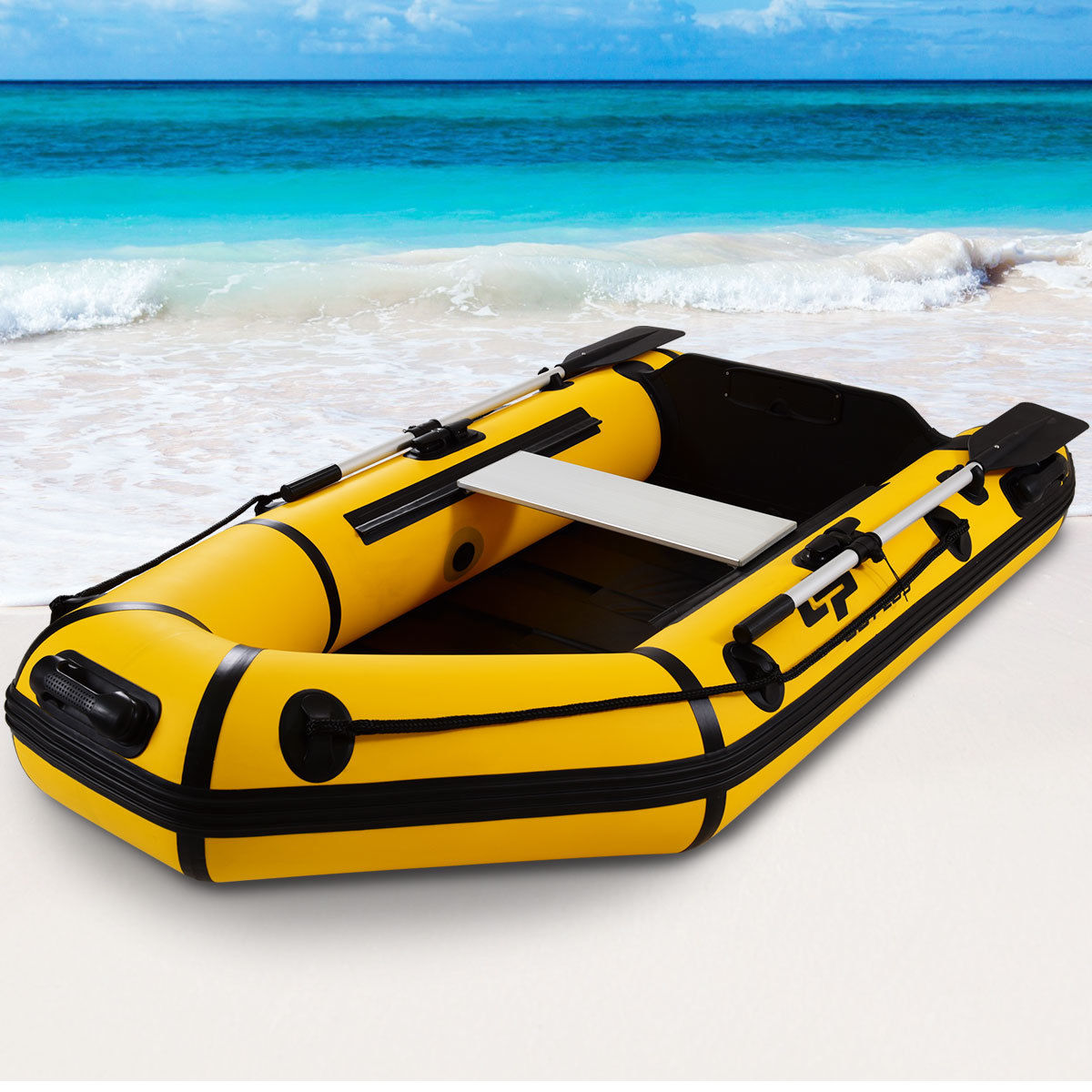 goplus 2 person 7.5ft inflatable dinghy boat fishing