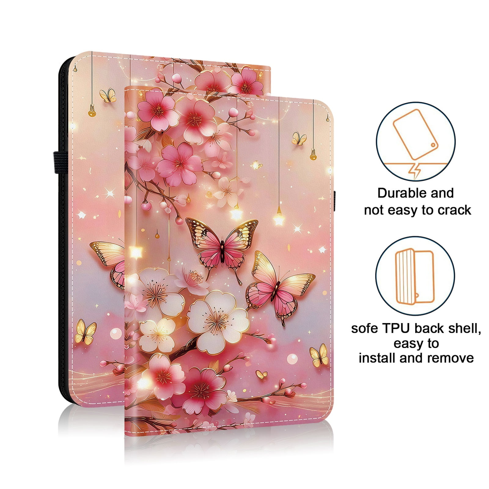 Allytechgroup for iPad Pro 11" 2025/2024 M5 M4 Case, Premium PU Leather Flip Cover Stand Cover with Cards Slots Pencil Holder Shockproof TPU Inner Case for Apple iPad Pro 11 Inch, Buttefly Flower