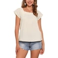 thumbnail image 1 of INSPIRAR CHIC Blusa de Mujer de Verano con Cuello Cuadrado y Mangas Cortas de Gingham L Albaricoque Blanco, 1 of 6
