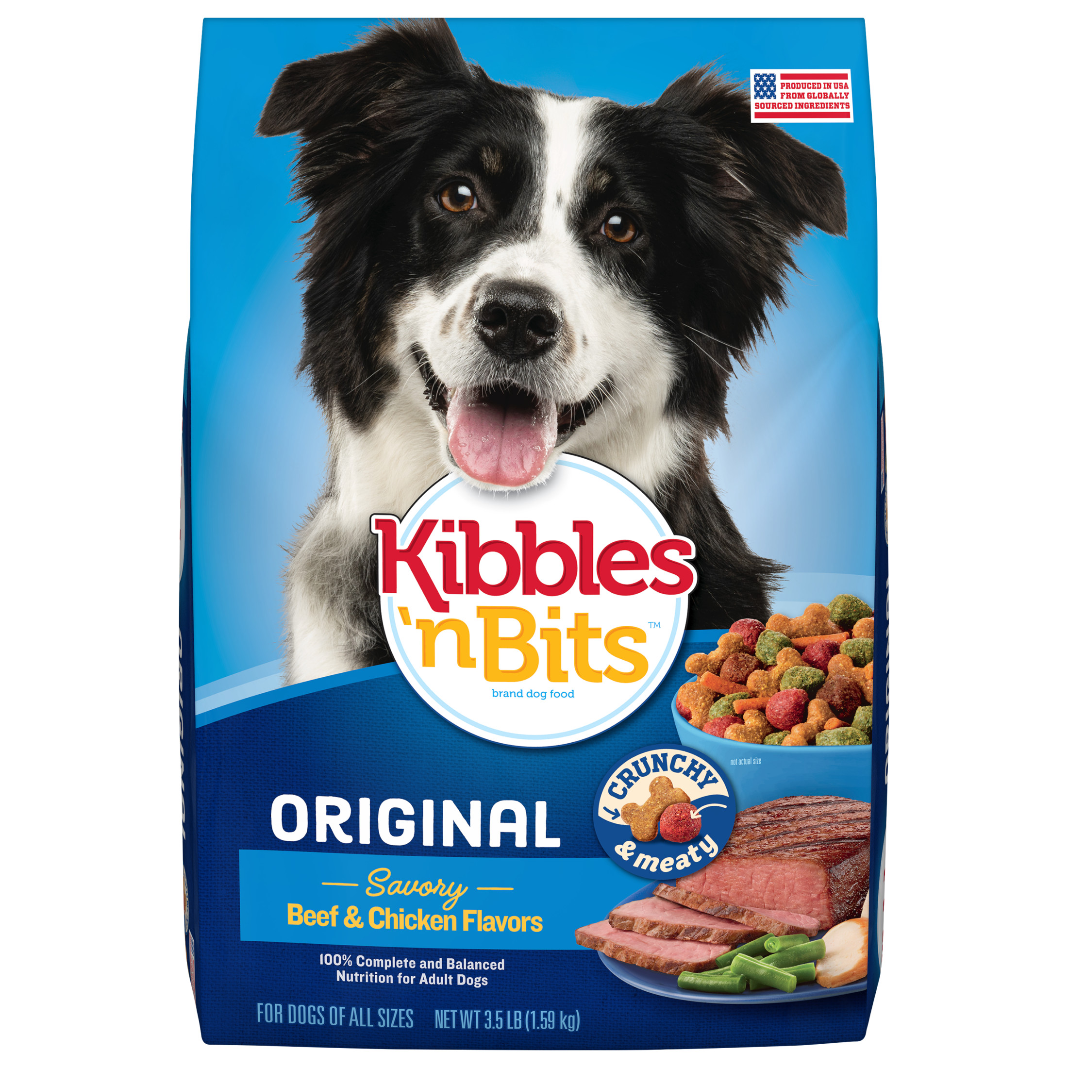 Kibbles 'n Bits Dry Dog Food, Original Savory Beef & Chicken Flavors, 3.5 lb. Bag