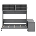 thumbnail image 4 of BEBPILOO Queen Size Wall Murphy Bed with Desk and Storage Shelves and Big Cabinets, Gray, 4 of 13