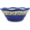 thumbnail image 3 of Polish Pottery 9-inch Fluted Bowl (Spring Flowers Theme) Hand Painted in Boleslawiec, Poland + Certificate of Authenticity, 3 of 6