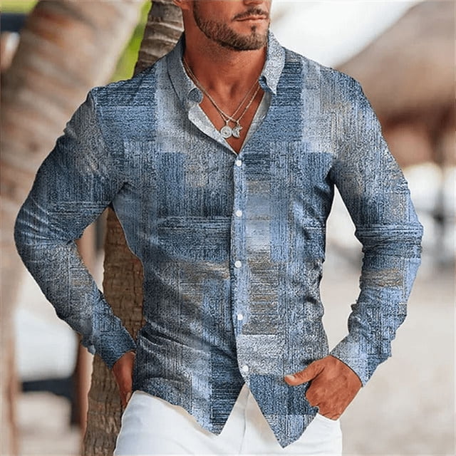 Traje de manga larga para hombre de moda, camisa de solapa retro, material de alta calidad, suave, cómodo, saludable, para exteriores, alta calidad, 2024 nuevo