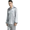 thumbnail image 3 of Elegant Mens Pajamas, Two Piece Set, Soft Satin Feel Sleepwear, 3 of 6