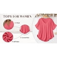 thumbnail image 6 of MOSHU Deep V Neck Womens Tops Curved Hem Shirts for Women Fashion Trendy Blouses Casual Loose Fit Tees Tops, 6 of 9