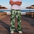 thumbnail image 5 of Men's Camo Cargo Pants Casual Elastic Drawstring Waist wide Leg Pants Lightweight Outdoor Hiking Relaxed Fit trousers with Multi Pockets Dark Green XXL, 5 of 7