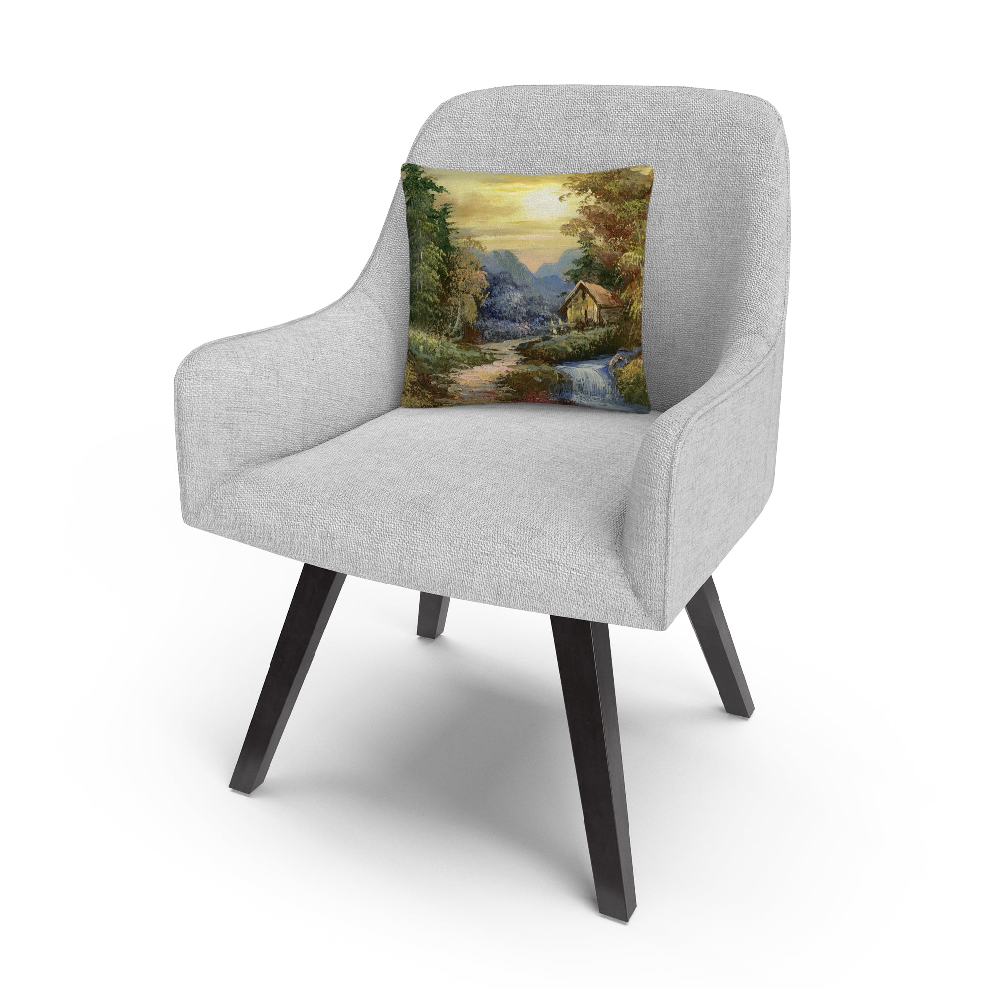 Tranquility' Rustic Landscape Mountains By Masters Fine Art 16 X 16 Decorative Throw Pillow