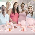 thumbnail image 7 of Pink Birthday Plates Baby Shower Party Supplies,168PCS Pink Plates Set with Silver Cutlery for Baby Girl Birthday Party Decorations Serve 24, 7 of 7