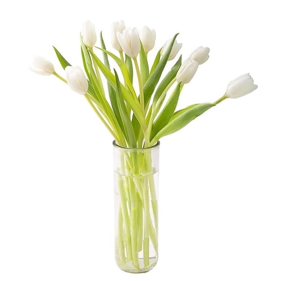 KaBloom : Bouquet of Fresh White Tulips with Vase, Next-Day Delivery, Gift for all occasions