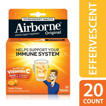 Airborne Vitamin C Tablets, Zesty Orange, 1000mg - 20 Effervescent