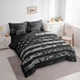 thumbnail image 2 of Manfei Camouflage Us Flag 7pcs Queen Bedding,Geometric Stripes Bedding Comforter Set Queen,Gray,Black Reversible, 2 of 7