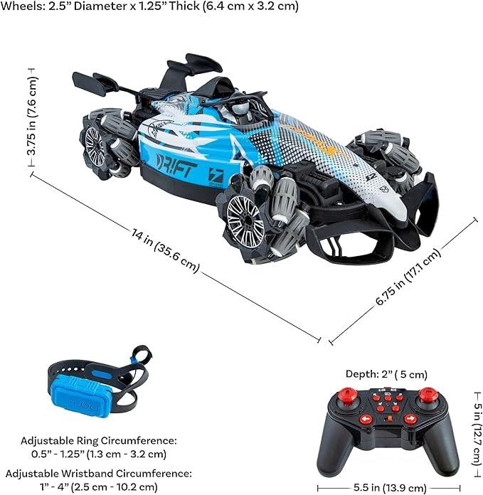 Sunnydaze Stunt RC Car &ndash;Gesture Sensing, 360&deg; Spins, Lights & Steam Effects
