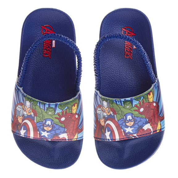Marvel Avengers Super Heroes Boys Slides. (Toddler Little Kids), Navy, Size: 11-12