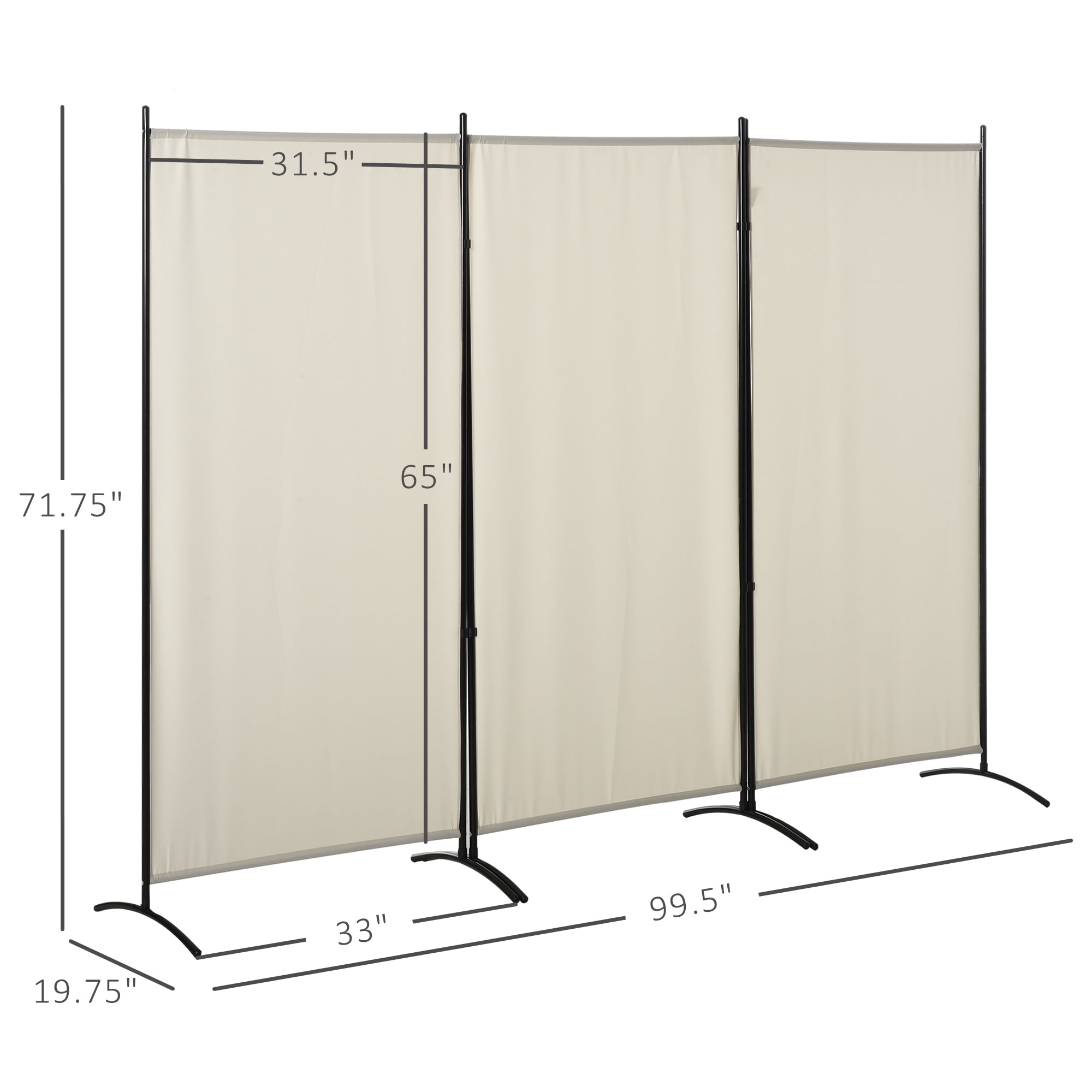 HOMCOM 3-Panel Room Divider Folding Privacy Screen Beige