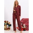 thumbnail image 2 of Inspire Chic Navidad Cuadros de Manga Larga con Pantalones Ropa de Casa Pijamas Conjuntos de Pijamas Familiares [Mujeres] XL Rojo, 2 of 5