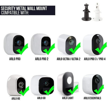 Wasserstein - Adjustable Indoor/Outdoor Wall Mount for Most Arlo Security Cameras - Black