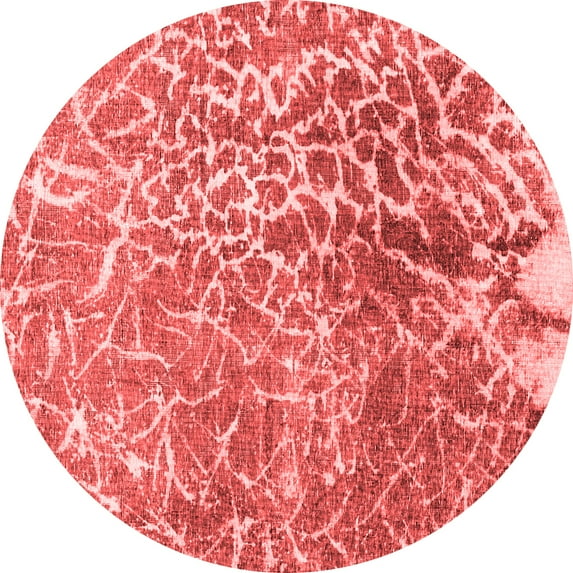 Ahgly Company Indoor Round Abstract Red Contemporary Area Rugs, 3' Round
