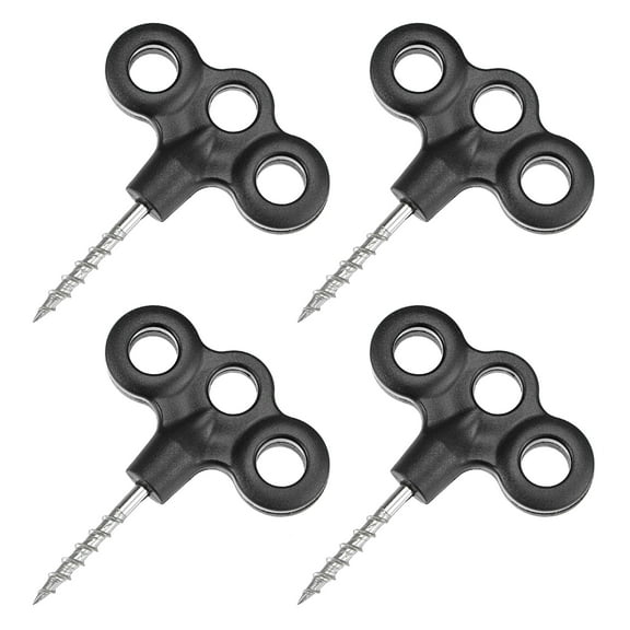 Uxcell 3 Holes Metal Screw Camping Tent Stakes Spikes Pegs Black 4 Pack