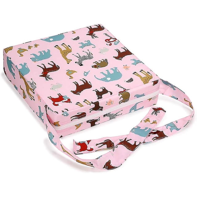 Asiento elevador extraíble y lavable con correas para silla de comedor infantil (rosa)