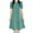 Blue, variant on Women's Casual Short Sleeve Midi Dresses Stylish Button Front A-Line Swing Dresses with Puff Sleeves & Tiered Hem