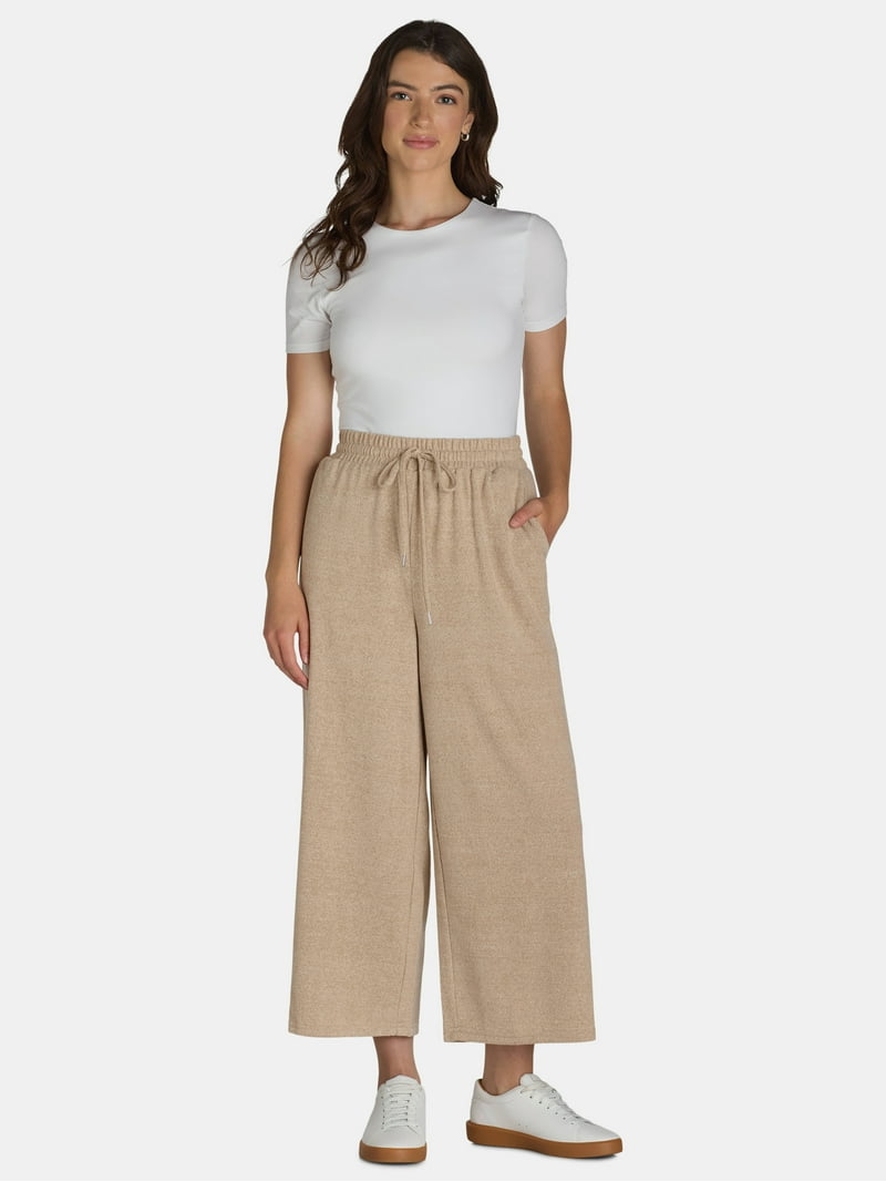 Time and Tru Women's Wide Leg Hacci Pants, Sizes XS-XXXL - Walmart.com