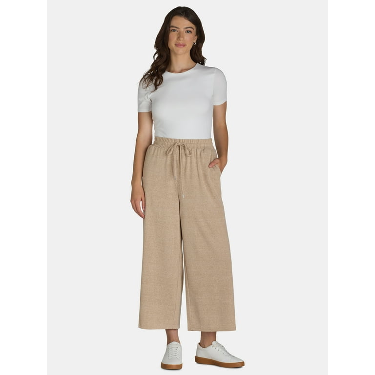 Time and Tru Women's Wide Leg Hacci Pants, Sizes XS-XXXL Time and Tru Women's Wide Leg Hacci Pants, Sizes XS-XXXL