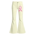 thumbnail image 3 of Tfken Child Soft Comfy Pants School Daily Wear Flare Denim Pants Girls With Pockets Stretch Fashion Graphic Print Kids Casual Clothes Size 5-6 Years Beige, 3 of 5