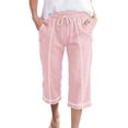 thumbnail image 5 of MLQIDK Crop Capri Pants for Women Dressy Casual Lounge Pants Knee Length High Waisted Trendy Summer Cropped Pants with Pockets Pink L, 5 of 5