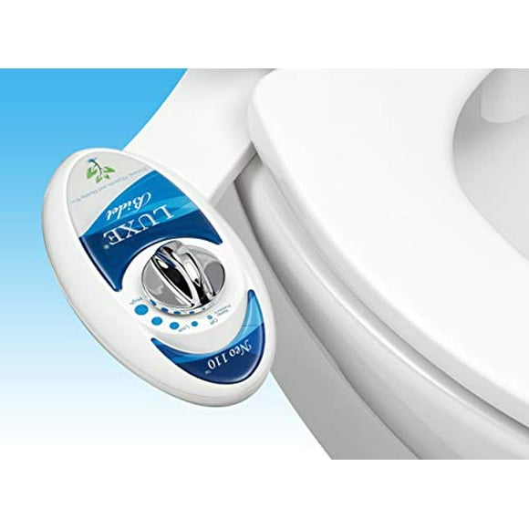Luxe Bidet Neo 110 - Fresh Water Non-Electric Mechanical Bidet Toilet Seat Attachment (blue and white)