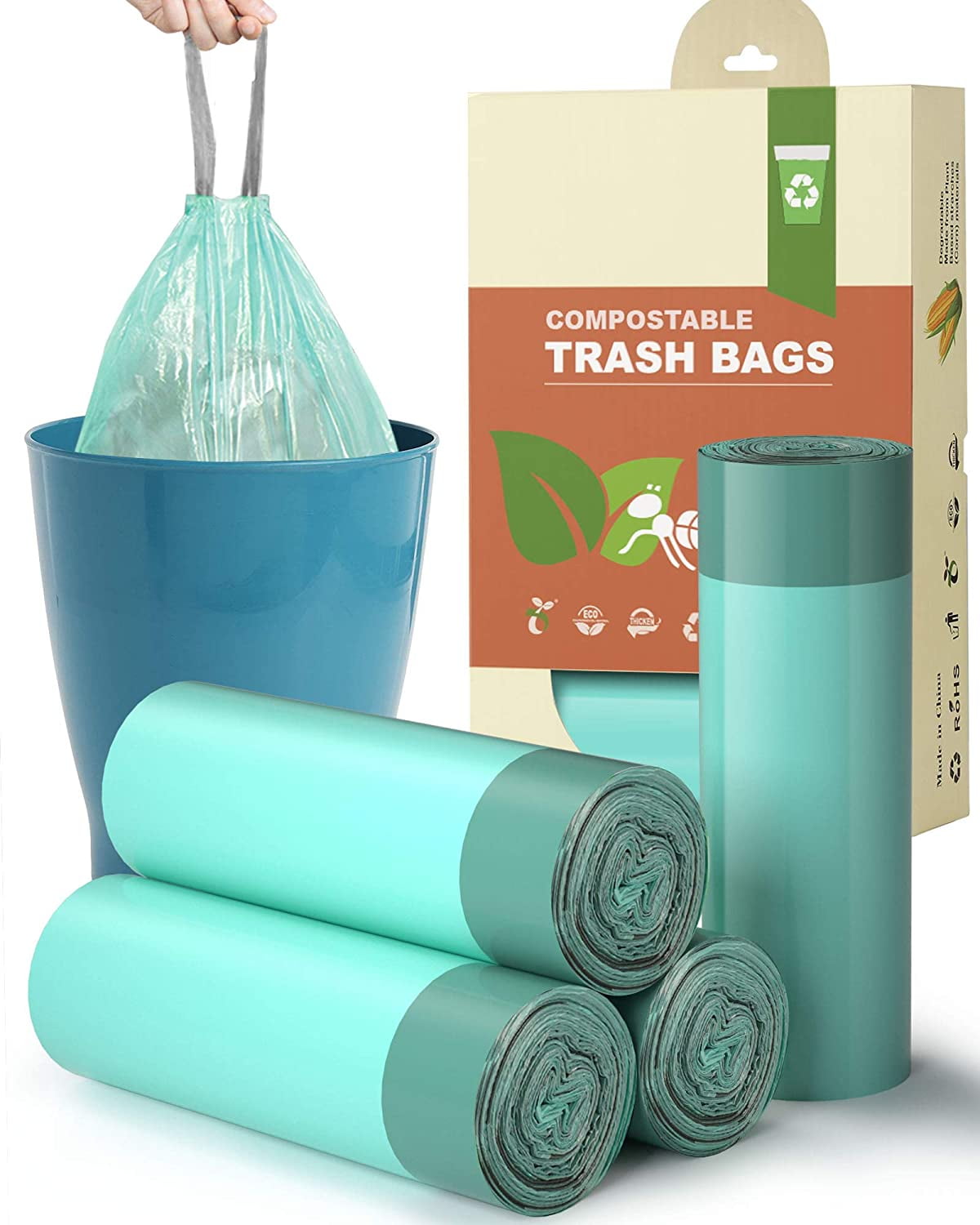 Small Trash Bags,2.6 Gallon Strong Drawstring Mini Trash