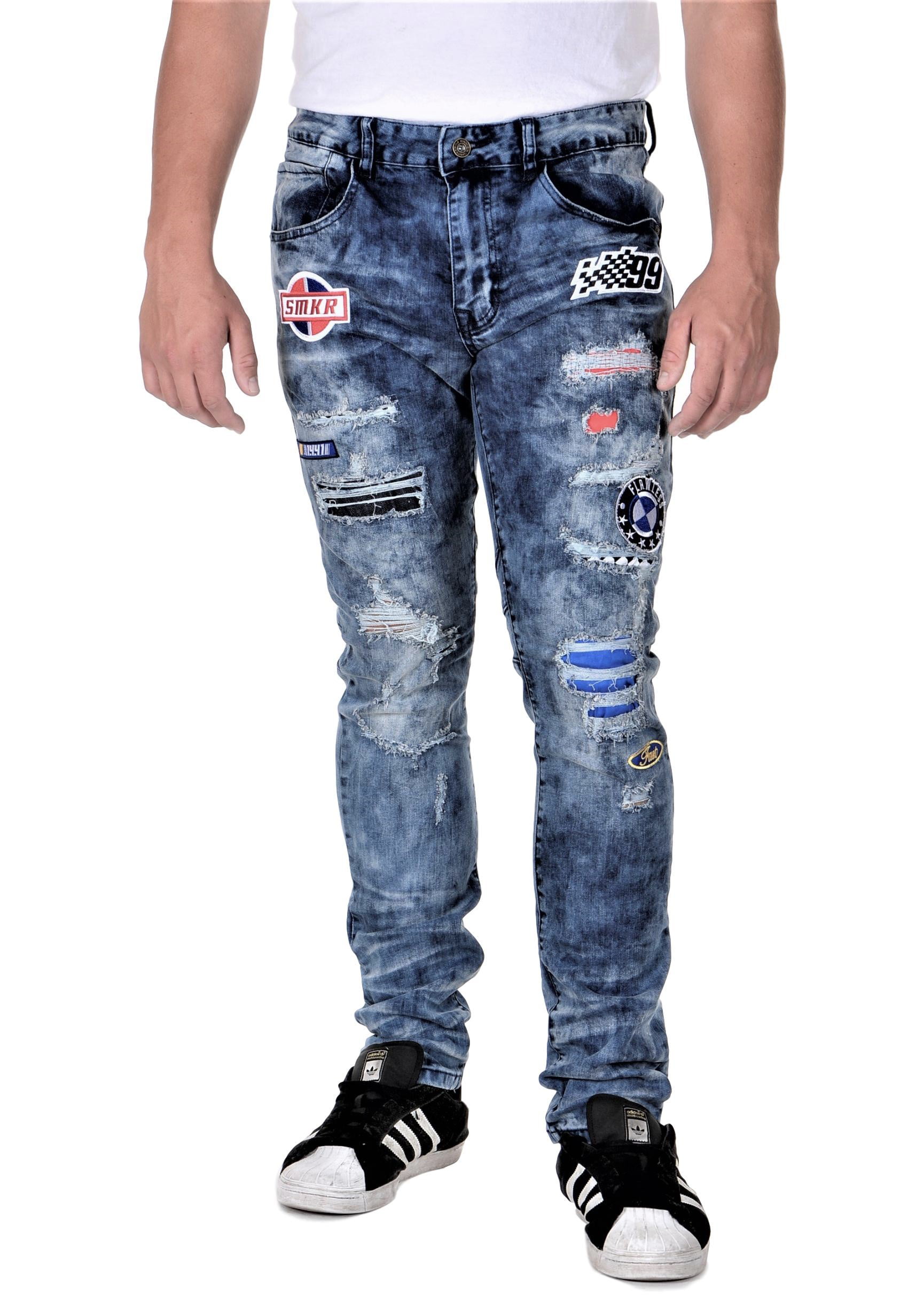 slim tapered distressed jeans