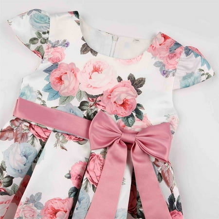 

kpoplk Dresses For Baby Girls Toddler Kids Girls Floral Flowers Prints Short Sleeves Beach Straps Short Sleeve Toddler Dress(Pink)
