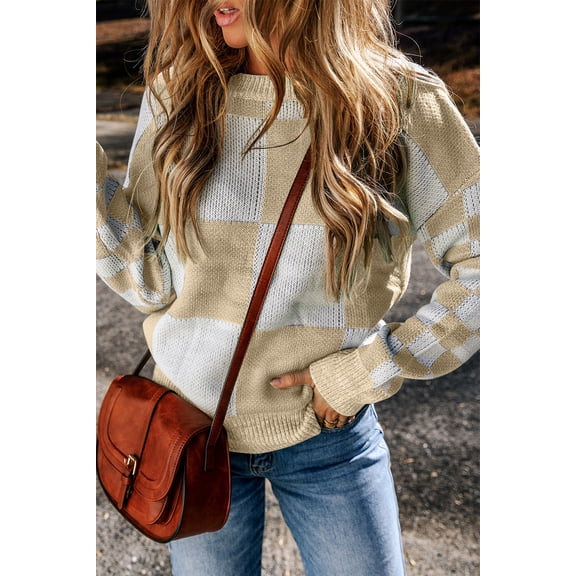 Ushdele Flaxen Plaid Sweater - Versatile & Stylish for Any Event