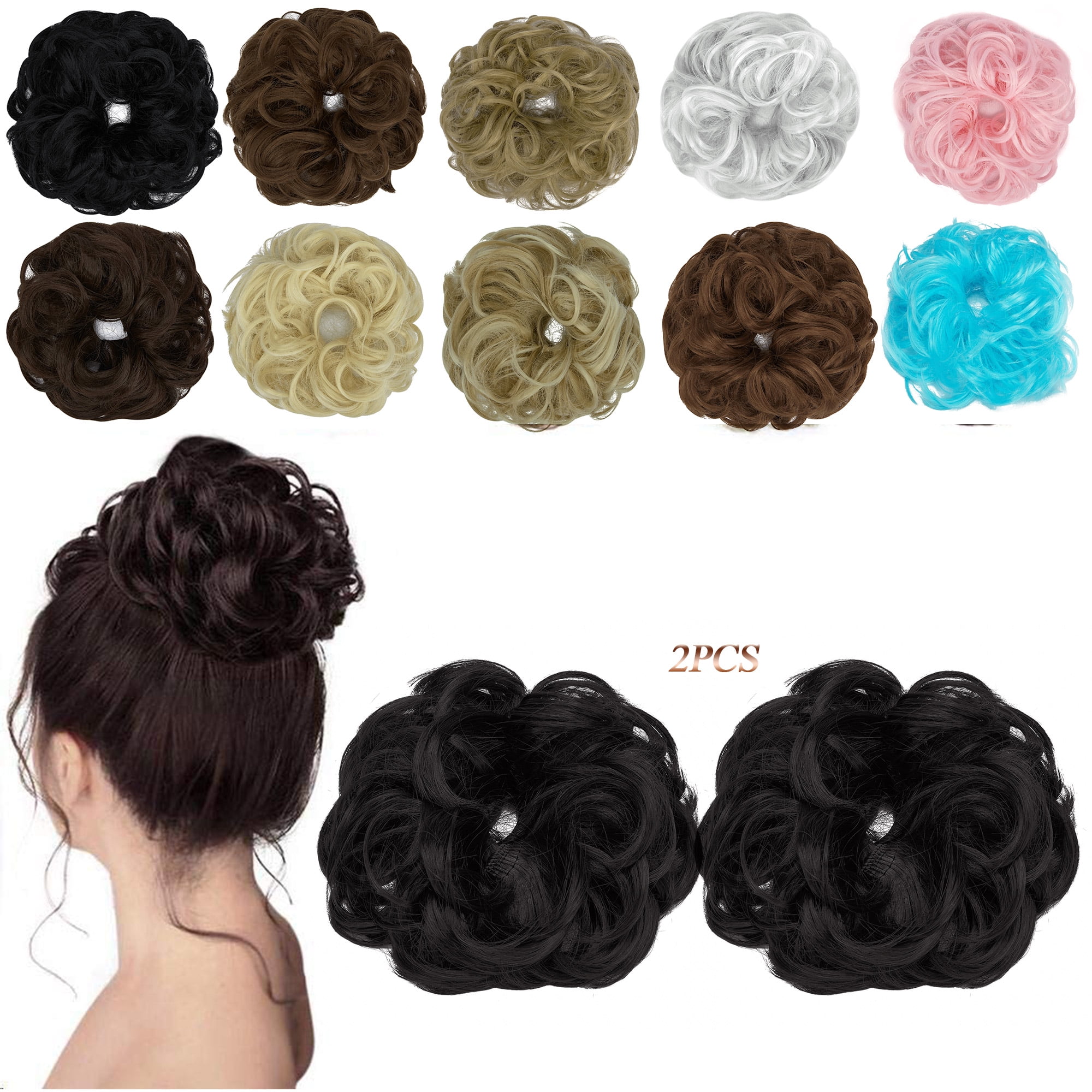Youloveit 2PCS Messy Bun Hair Hairpiece Scrunchies Wavy Messy Synthetic  Chignon Hairpiece for Women Hair pieceUpdo Bun Extensions 