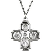 Sterling Silver 30x29 mm Four-Way Cross Medal 24" Necklace R5036:104194:P