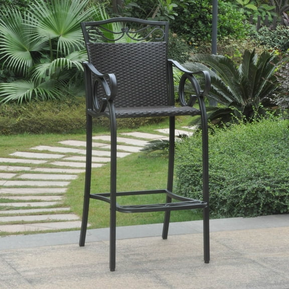 International Caravan Valencia Bar Height Wicker Resin Patio Chair - Set of 2