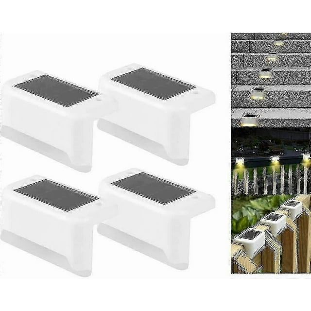 4 Pack Solar Deck Lights Led Solar Step Lights Waterproof Fence Lights For Outdoor Steps Fence