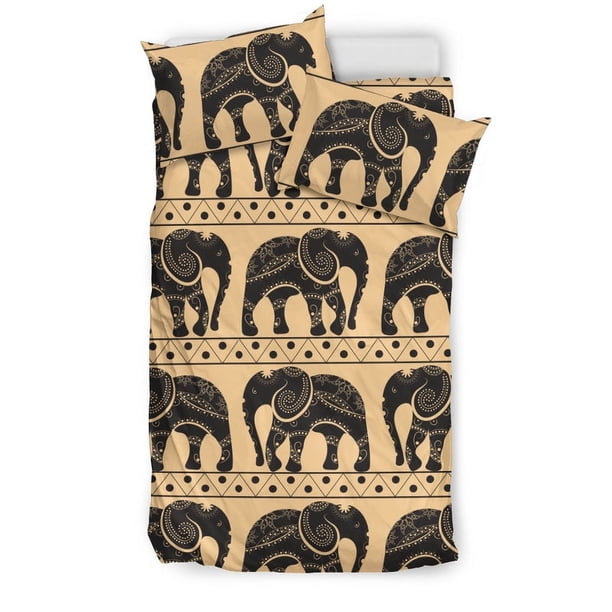Juego de cama de motivos étnicos con estampado de elefantes