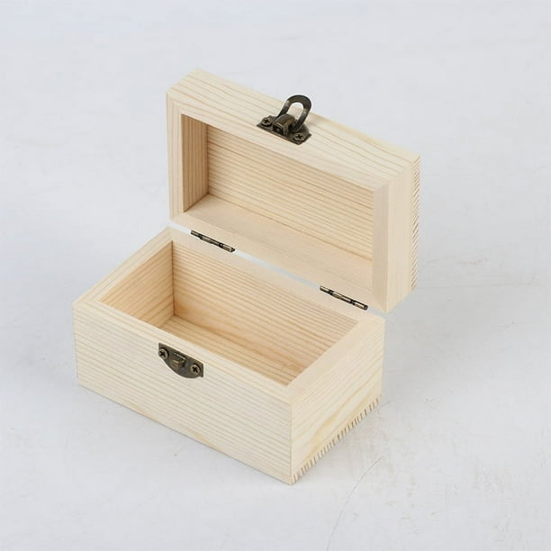 Cajas de madera sin terminar para manualidades, obsequios para fiestas de cumpleaños, baby shower, cofre del tesoro con tapa y cierre