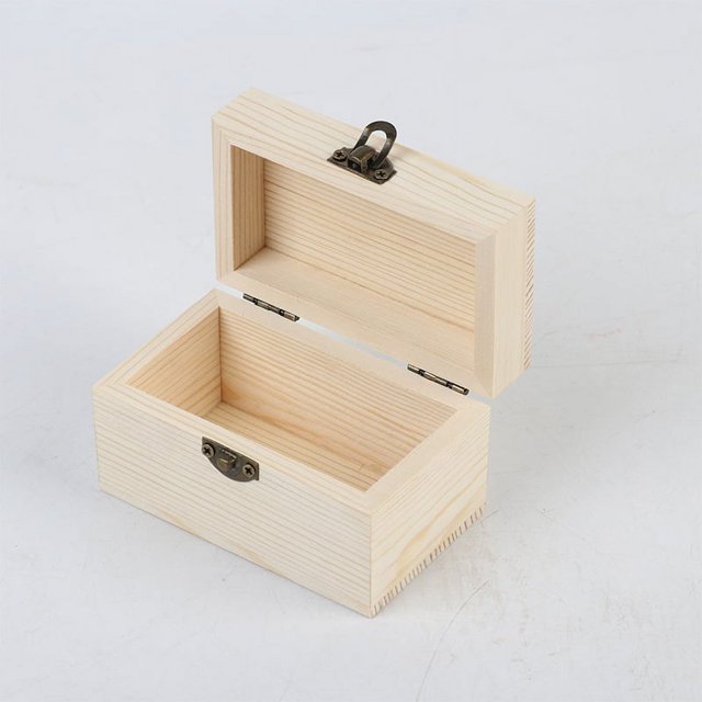 Cajas de madera sin terminar para manualidades, obsequios para fiestas de cumpleaños, baby shower, cofre del tesoro con tapa y cierre