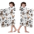 thumbnail image 4 of Chihuahua and Footprints Hooded Bath Towel，50"x30" for Ages 3 To 12 Kids, Quick Dry Lightweight Soft Microfiber Hood Beach Towel Cover Up for Kids, 4 of 7
