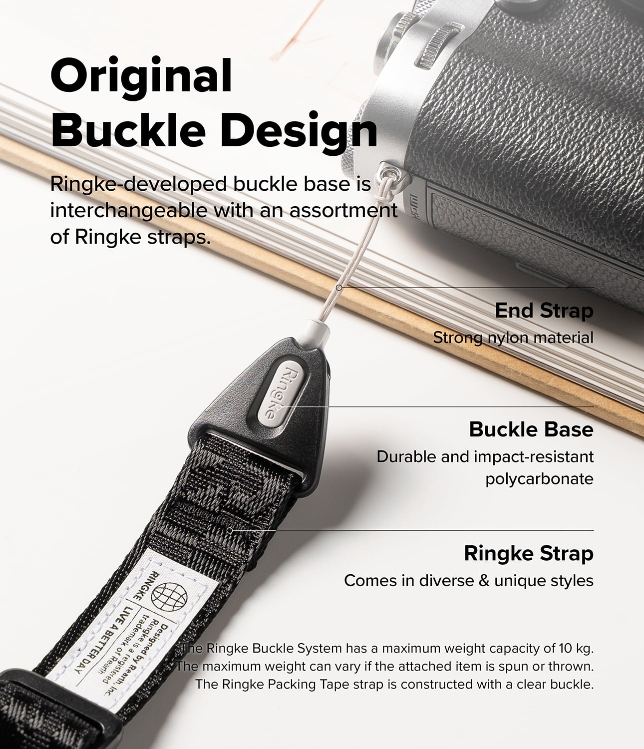 Ringke Shoulder Strap [Adjustable Length] for Cell Phone Cases, Keys, Cameras & ID QuikCatch Lanyard Adjustable Crossbody Strap - Lettering Black 3