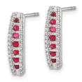 thumbnail image 5 of Auriga 14k White Gold Diamond Ruby Drop Stud Earrings for Women (L- 0.67 inch, W- 0.2 inch), 5 of 5