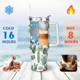 thumbnail image 4 of 40oz Watercolor Cactus Succulents Stainless Steel Flip Straw Tumbler Spill Proof Travel Cup Double Wall Vacuum Insulated Coffee Mug with Top Handle, 4 of 6