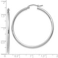 thumbnail image 2 of 10k White Gold Polished 2mm Lightweight Hoop Earrings 40x39.61mm Wide 2mm Thick Hoop Earring for Women, 2 of 2